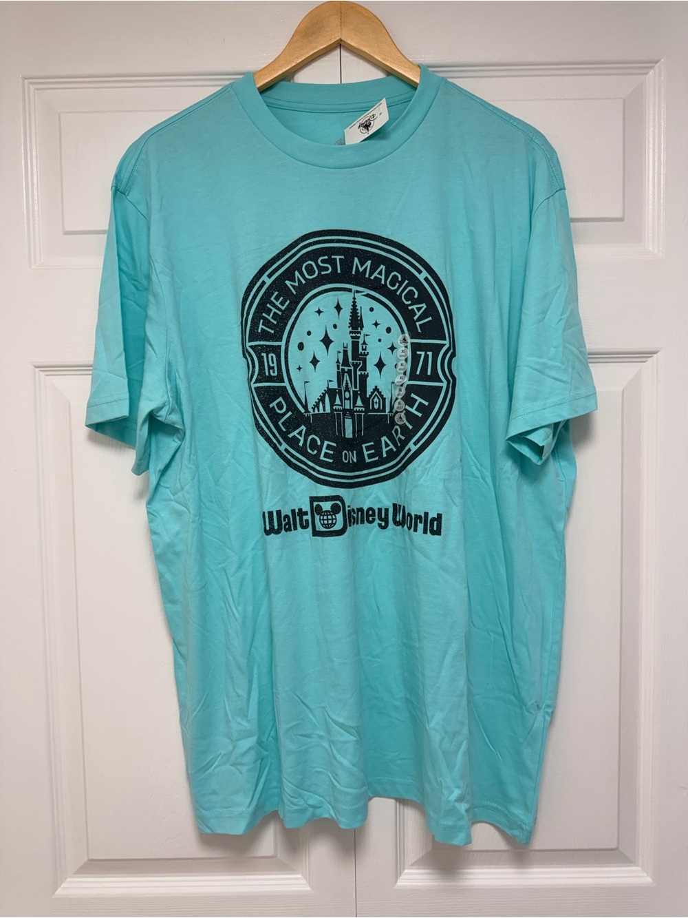 NWT Mens Walt Disney World Castle Graphic Teal T-Shirt Size XL